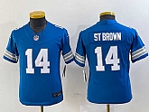 Youth Detroit Lions #14 Amon Ra St Brown Limited Blue 2024 FUSE Vapor Jersey